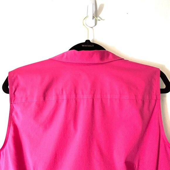 Talbots 14 Non-iron cotton rose pink sleeveless button front collared spandex bl - Picture 4 of 8